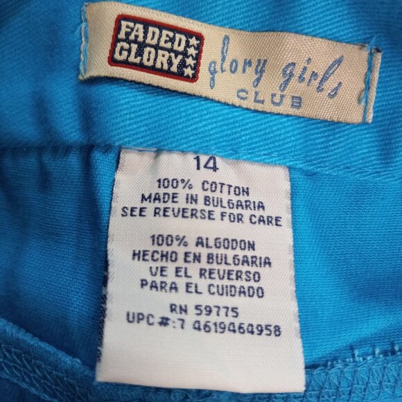 Faded Glory Size 14 Shorts Carpenter Short Girls Club Blue Cotton NEW - Picture 4 of 6